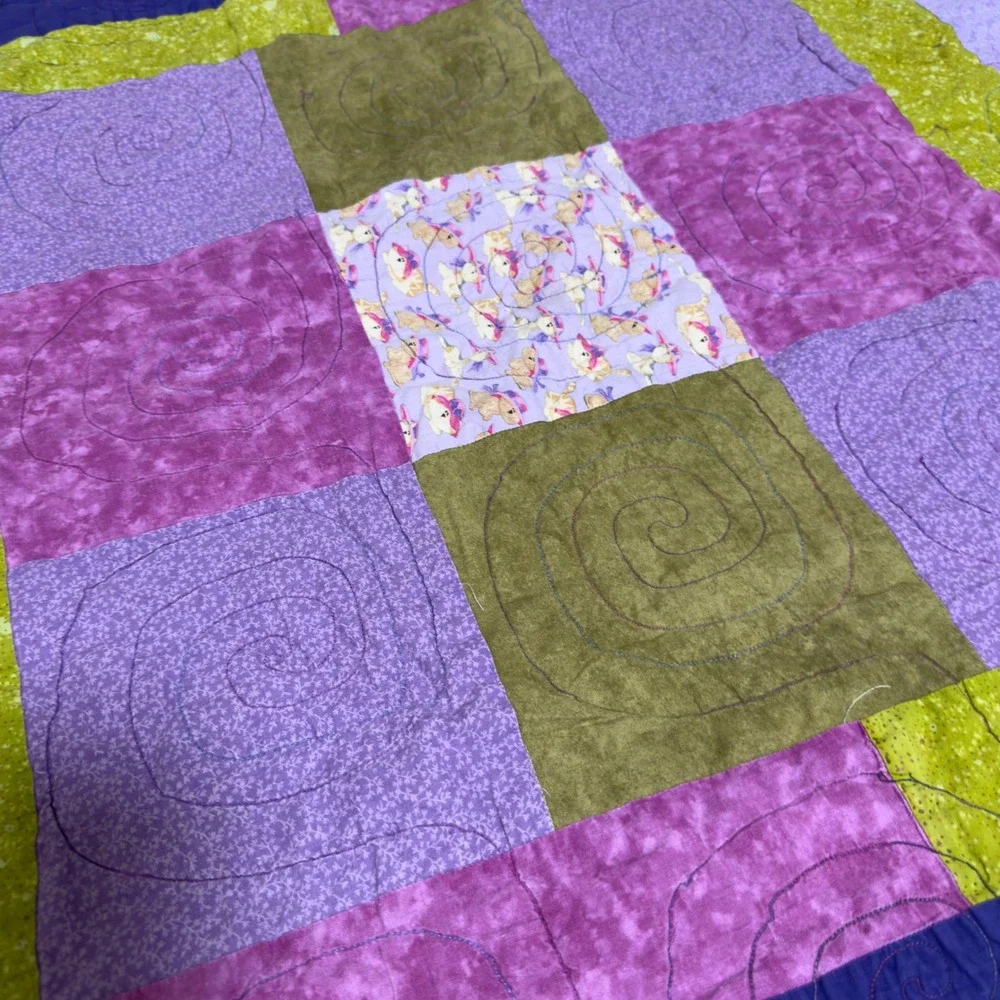Denton Quilt Guild  Cat Lady Cotton Patchwork Purple Cat Print Makeup Purses‎